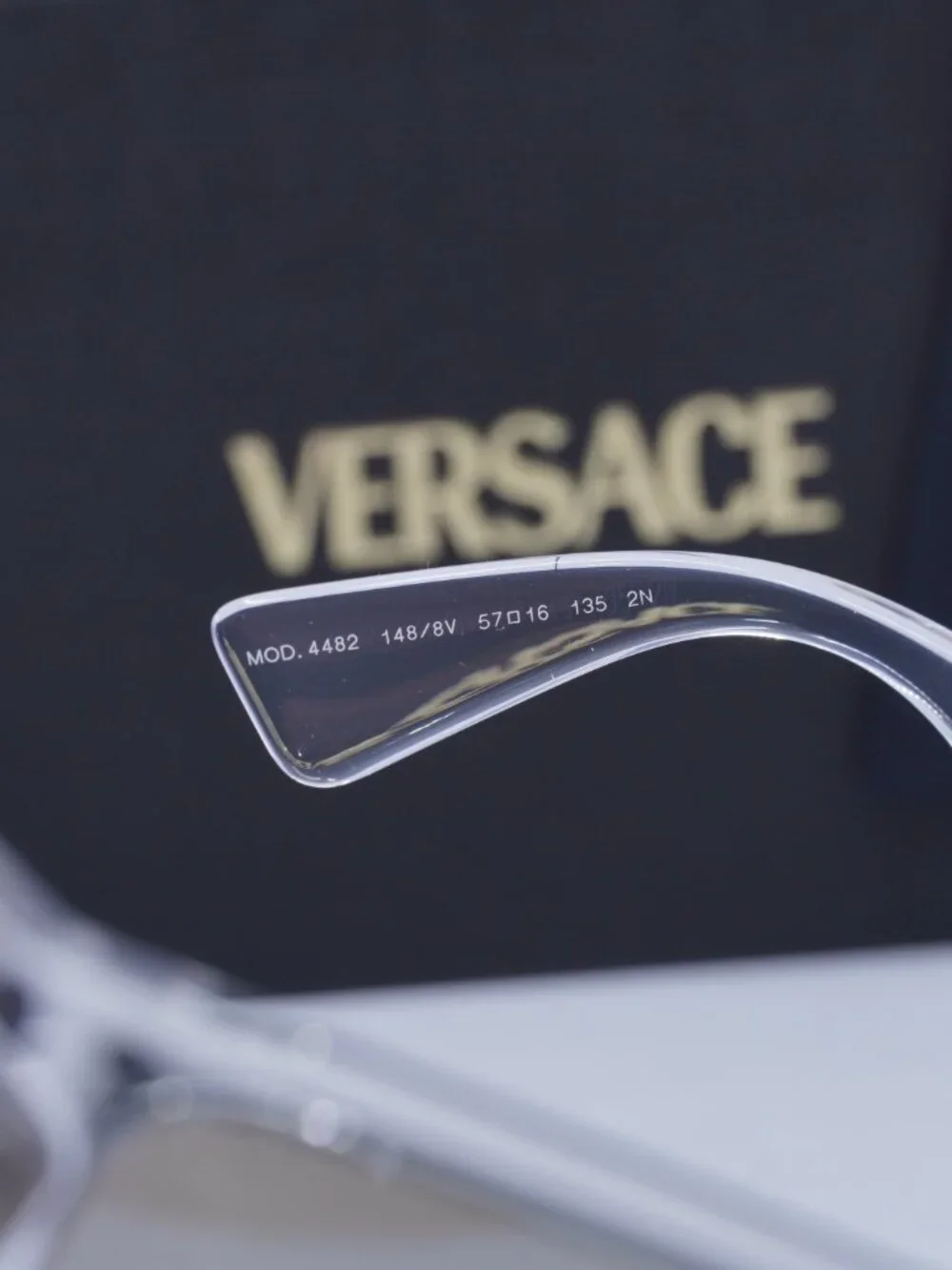 Versace VE4482 148/8V Rectangle Sunglasses – Transparent / Clear Mirror Silver